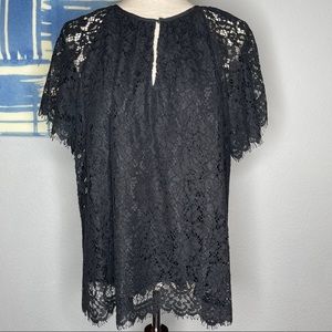 J.Crew Black Lace Blouse Size L Tall